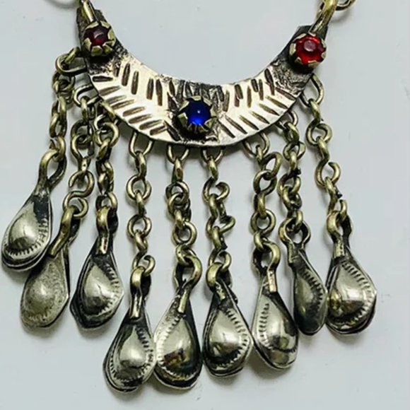 Vintage Silver Kuchi Earrings With Long Tassels, Tribal Earrings, Kuchi Boho - Picture 6 of 10